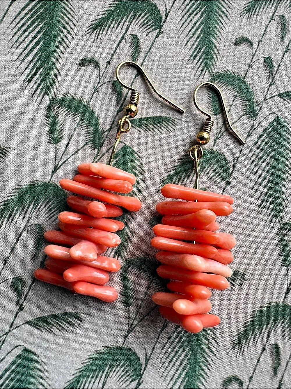 NWOT Hand Crafted Faux Coral Drop Earrings